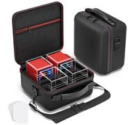 Card Deck Box with Portable Case, 4 Pack Clear Commander Deck Box with 4 Dividers, Holds 400+ Double Sleeved Cards, Fit for MTG, YuGiOh, TCG
