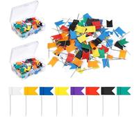 Card Flag Pins, Guador 200 Pieces Flag Pins Colourful, Marking Flags Pin Board Colourful Drawing Pins for Home, Office and School, Map Photos