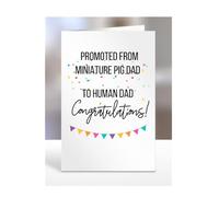 Card for New Parents Dad, Daddy, Birthday Gifts, Presents for Christmas, Promoted from Miniature pig to Human, Men, Congratulations, A5-218_69