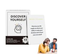 Card Game - 9x6.5x3cm 53Pcs | Reflection Prompt Cards Deck | Emotional Intelligence Personal Growth Game | Creative Educational Table Games For Family Night Travel Social Events