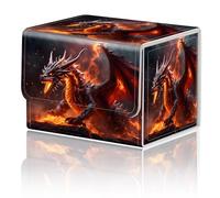Card Game Storage Box TCG Deck Box MTG Card Box Organizer Trading Card Case Commander Deck Box TCG Card Storage Box Magnetic Closure Creative Pattern Up to 200 Cards, The Fire Dragon On The Rock