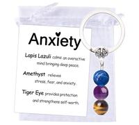 Card Gift for anxiety Crystal Keychain Gift for anxiety, Spiritual Anxiety Relief Reiki Stone, Spiritual Crystal Beaded, Gem Stones Jewelry for Men, Women, Teens, Kids
