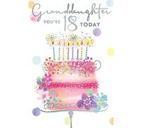 Granddaughter 18th 18 Today Cake Candles Design Happy Birthday Card Lovely Verse