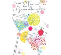 Card Granddaughter 21st 21 Cocktail Glasses Design Happy Birthday Lovely Verse