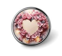 Card Heart Shape Flowers Badge Holder Personalized Metal Button Pin Fashion Round Badge with Pattern Pin DIY Button Badges Exquisite Brooch Crafts Gift Clothes Decorative Pins