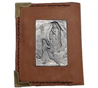Card Holder and Documents - Saint Francis of Assisi, Saint Joseph, Saint Anthony, Madonna of Loudes, Miraculous Medal with Prayer - Made of Real Leather - Hand-Stitched, brown, Media, Our Lady of