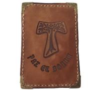 Card Holder/Card and Document Holder (Men - Women) with Franciscan Tau (TAO) Cross - Made of Real Leather - Artisan Production - Hand Sewn - 100% Made in Italy