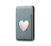Card holder for the back of the phone, compact heart-shaped case with built-in glass and protective function, easy access small wallet protection