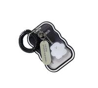 Card Holder Keychain Portable Clear Sleeve with Spiral Lanyard | Transparent Bus Card Protector for Students Adults Backpack Office School Outdoor Commuting black