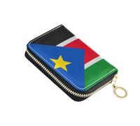 Card Holder Wallets RFID Blocking Wallets for Women Zip Around Leather Zipper Card and Cash Holder South Sudan Flag