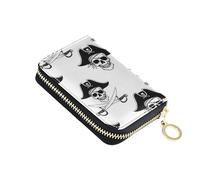 Card Holder Wallets RFID Blocking Women's Wallet Leather Small Travel Cash Wallet with Coin Pocket Pirate Skulls White Swords