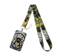 Card Holder with Gothic Crow Skull Pattern Compact Design for Campus Event Commuting Essential Gothic Phone Card Holder Keychain