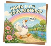 Card, Honk If It's Your Birthday Funny Goose Birthday Card with Rainbow, Duck-Themed Cute Greeting for Him, Her, Kids and Animal Lovers