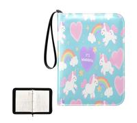 card keepsake album with double sided removable sleeves for game, baseball cards collection Cute unicorns Pink Blue Rainbow Heart