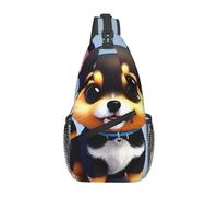 Card Love Fancy Puppy Casual Crossbody Bag Durable Large Capacity Lightweight and Breathable Suitable for Various Outdoor Venues