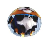 Card Love Fancy Puppy Double Layer Shower Cap with Comfort Skin Friendly Design for Hair Protection During Bathing
