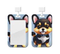 Card Love Fancy Puppy Id Badge Holder with Lanyard-Vertical Card Protector Clear Abs Hard Shell, Retractable Reel for Work Office