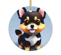 Card Love Fancy Puppy Printed Christmas Tree Ceramic Ornaments Holiday Decoration Christmas Unique Pendant for Christmas Party