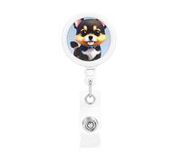 Card Love Fancy Puppy Printing Retractable Badge Holder. with Clip and Keyring The Maximum Retractable Length is Approximately 55cm, with a 360° Rotating clamp.