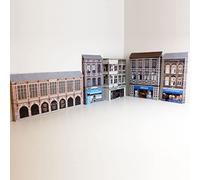 Card Low Relief OO Gauge Buildings - High Street Shops Pack of 5 (Set 010) 1/76 Scale