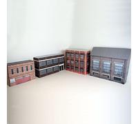 Card Low Relief OO Gauge Industrial Buildings - Pack of 4 for Model Railways (Set 001) 1/76 Scale