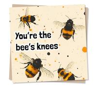 Card of Appreciation with Bees - You're The Bee's Knees - Playful Design of Buzzing Bees - Thank You, Thinking of You, Card of Appreciation