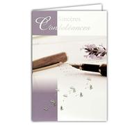Card of Sympathy Grey Silver Shiny Fountain Pen Write a Word Excess Hen Party Purple Lavender Dandelion Seeds Made in France