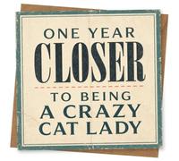 Card, One Year Closer to Being a Crazy Cat Lady Birthday Card, Funny Cat Lover for Her