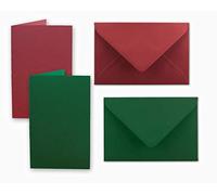 Card Pack A6/C6/Dark Red/Dark Green/Fold Cards with Rebate A6 105 mm x 148 mm & C6 Envelopes - 11.5 x 16 cm, Ideal for Christmas, cards, and Invitations 20 Sets Rot Grün