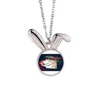 Card Poker Chips Gambling Photo Rabbit Necklace Pendant Bunny Animal Jewelry Gift