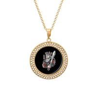 Card Poker King Personalized Necklace Pendant Alloy with Diamond | Round Jewellery Charm Necklaces for Women for Anniversary Birthday