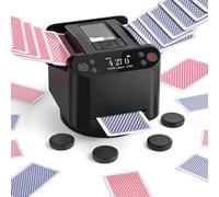 Card Shuffler and Dealer 1-2 Decks, 360° Rotating, 4 Remotes | For 2-12 players, built-in game modes. Rechargeable quiet. For Poker, Phase 10, Sk-ip-Bo, Rummy. Auto-stop. For home, parties