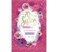 Card Sister 70th 70 Today Roses Flowers Design Happy Birthday Lovely Verse