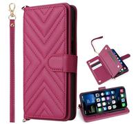 Card Slots Wallet Case for Oppo A6x, Quilted Purse Case with Wrist Strap, Magnetic Cover for Oppo A6x-03