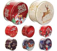 Card Storage Containers 8Pcs Card Tin Boxes Christmas Tinplate Cookie Tins Metal Xmas Candy Box Empty Biscuits Jar Candle Containers with Lids for Sugar Jewelry Snack Storage