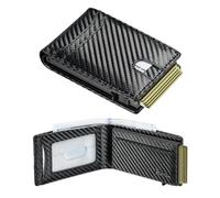 Card Wallet for Men Slim: Smart RFID Minimalist Front Pocket Pop Up Wallet with ID Window - Stocking Stuffers Gifts Boxed for Husband Father (Black Carbon,Minimalist Wallet)