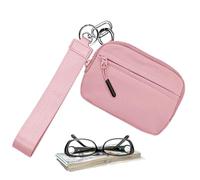 Card Wallet Key Holder - Waterproof Nylon Zipper Card Case, Compact Zipper Bag with Wrist Strap | Key Chain, Money Organizer, Easy Access for Business, pink, Se référer au descriptif, Refer to