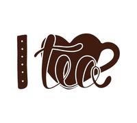 Card with Hand Drawn Unique Element i Love Tea Fine Carving Decals 34x62.2cm Easy Installation Coffee