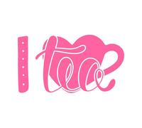 Card with Hand Drawn Unique Element i Love Tea Fine Carving Decals 34x62.2cm Glass Stickers Pink