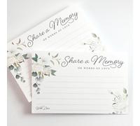 CARDAMONOLY Share a Memory Card for Celebration of Life - 4 x 6 Pack of 50 - White Floral Design for Funeral Keepsakes or Guest Book Remembrance and Birthday Memory Book