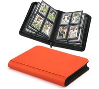 CARDBINDER Toploader Binder, 4 Pocket Trading Card Binder Holds 128 Top Loaders, Premium Zipper Card Storage Case with Double-Sided Pockets for 3x4'' Toploaders, TCG, MTG, Sports Cards.(Hermes Orange)