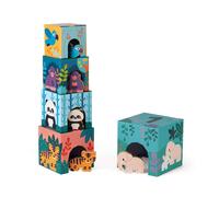 - Cardboard Baby Pyramid with Wooden Animal Figures Early years Toy - Educational Game - Observation and Coordination - WWF Partnership -