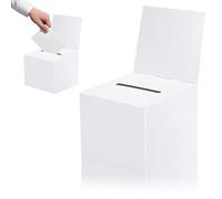 Cardboard Ballot Box,Foldable Paper Blank Ballot Suggestion Card Feedback Box With Slot,with Slotted Removable Heads for Baby Party Raffle Comment Wedding Blessing Donations Charity Voting Collect