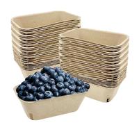 Cardboard Berry Basket - Natural Pulp Fiber Set, Lightweight Produce Holder, Sturdy Fruit Container With Ventilated Design | Fresh Produce Organizing For Kitchens Homes Farmers Markets Pantry Storage
