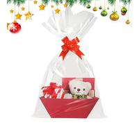 Cardboard Candy Baskets - Empty Red Cardboard Decorations with Handles and Ties | Christmas Candy Baskets - for Kids Adults Family Friends Birthday Halloween New Year Wedding Party