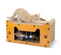 Cardboard Cat House for Indoor Cat scratch board,Large Space Cat Bed Furniture for Multi Cats,Hanging Ball Toy,Durable Board,Prevent Furniture Damage for Cats Up to 5kg