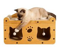 Cardboard Cat House - Stable And Secure Design, With Ball Non-Slip Multi-Functional Couch | Cat Scratcher Pad For Indoor Outdoor Play Training Exercise Boredom Relief Family Time Travel