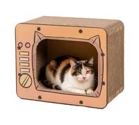 Cardboard Cat House - TV Shape Non-Slip Interactive Climbing | Indoor Cat House Scratcher Bed | for Carpet Couch Door Furniture Protection Kitten Bunny Small Animals Boredom