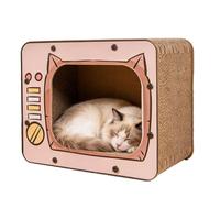 Cardboard Cat House - TV Shaped Corrugated Cat Bed | Large Cat Cat House for Kittens - Indoor Furniture Protector - Enrichment for Boredom Play Exercises for Small Kittens