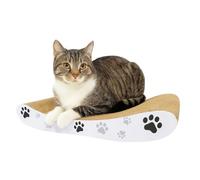 Cardboard Cat Scratcher Board Curved Reversible Scratching Pad Paws Print Design Super Corrugated Double Sided Cardboard for Indoor | Cat Kittens Sleeping Resting Bed